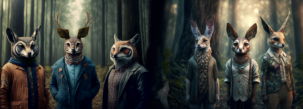 Tiermenschen im Wald Tiermenschen im Wald