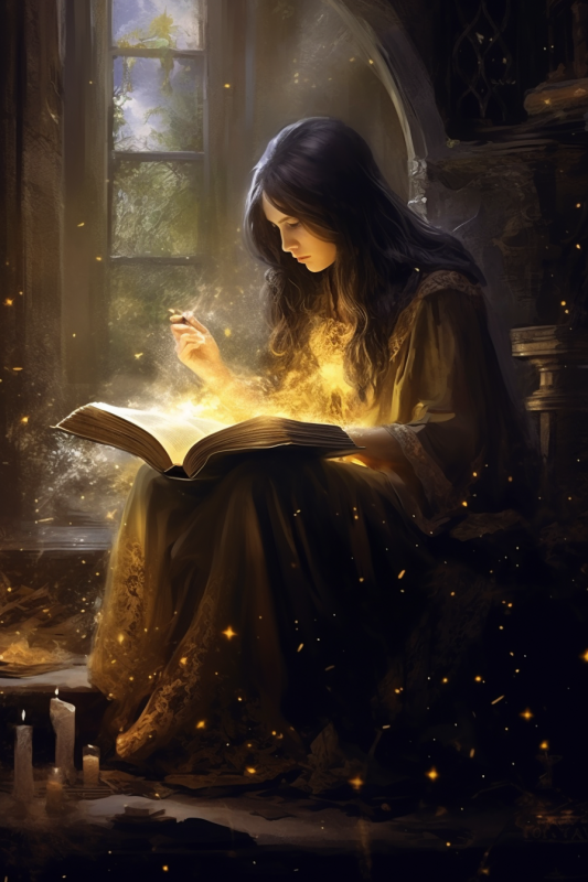 Magierin liest Buch Magierin liest Buch